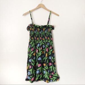 Urban Outfitters Green Floral Smock Mini dress